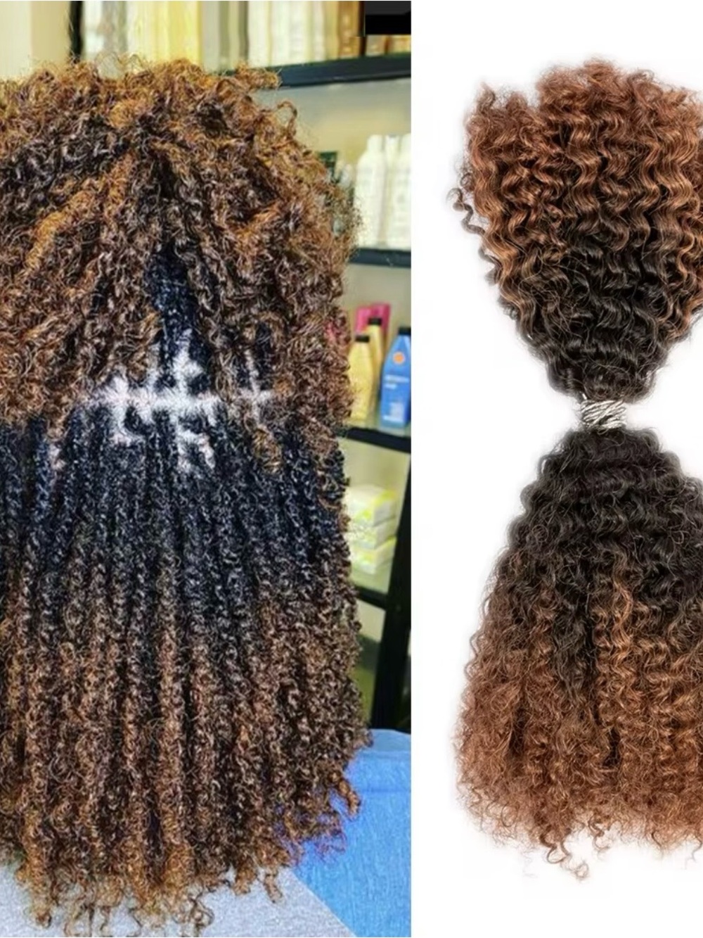 18 inch Afro kinky, color 1B/30 4-5 packs for full head (1=50g)